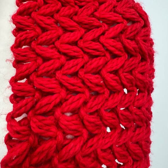 Lane Bryant Infinity Scarf OS Red Chunky Cable Knit Thick Crochet Neck Warmer - Picture 5 of 10